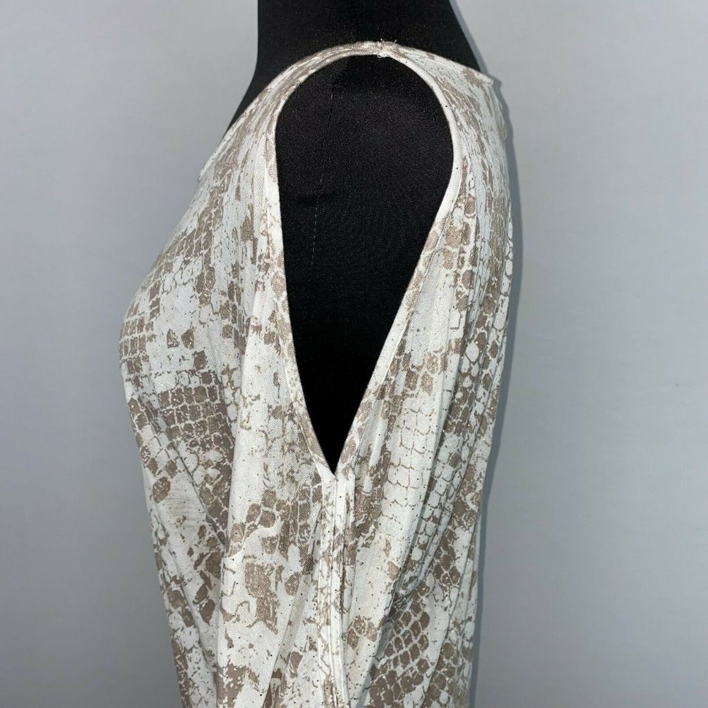 Express M Patterned Gold Accents Top Cold Shoulder Dolman Like Sleeves - Picture 5 of 12